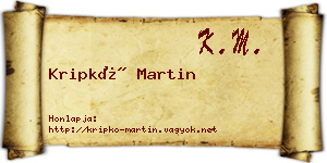 Kripkó Martin névjegykártya